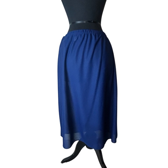 Conti-Lee New York Matching Two Piece Top And Skirt Navy Blue Vintage Sheer XL - Picture 12 of 16